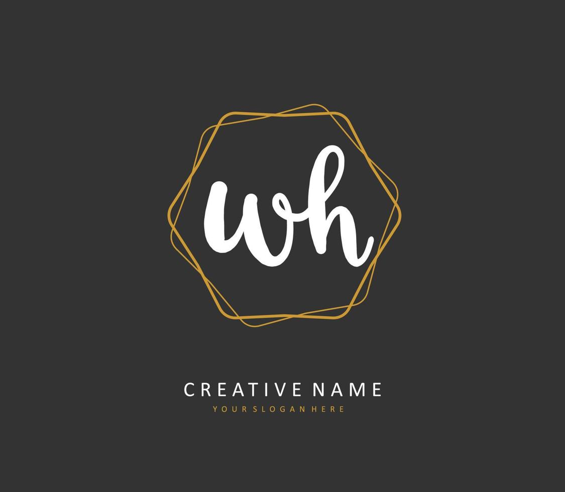W H WH Initial letter handwriting and  signature logo. A concept handwriting initial logo with template element. vector
