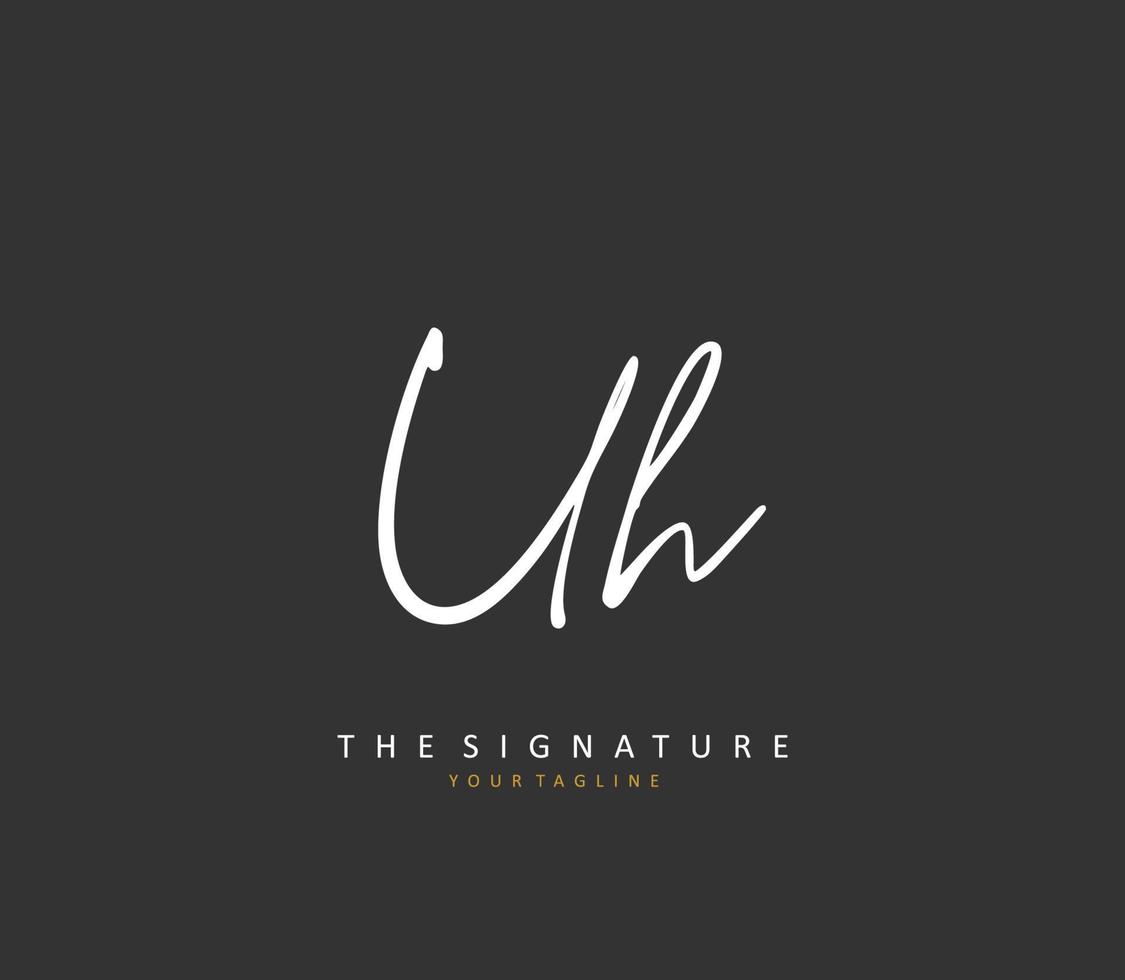 U H UH Initial letter handwriting and  signature logo. A concept handwriting initial logo with template element. vector