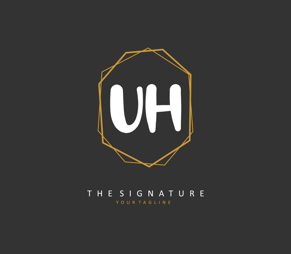 U H UH Initial letter handwriting and  signature logo. A concept handwriting initial logo with template element. vector
