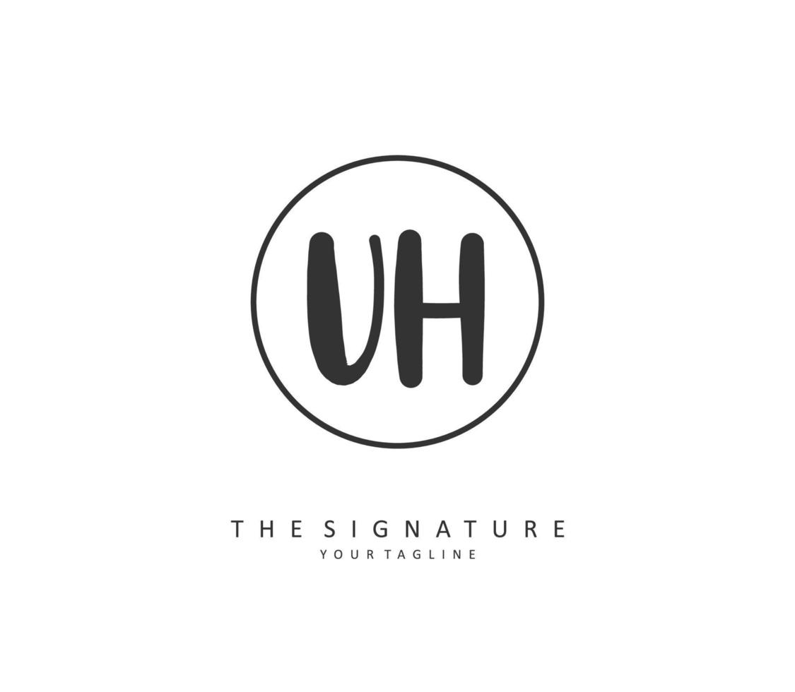 U H UH Initial letter handwriting and  signature logo. A concept handwriting initial logo with template element. vector