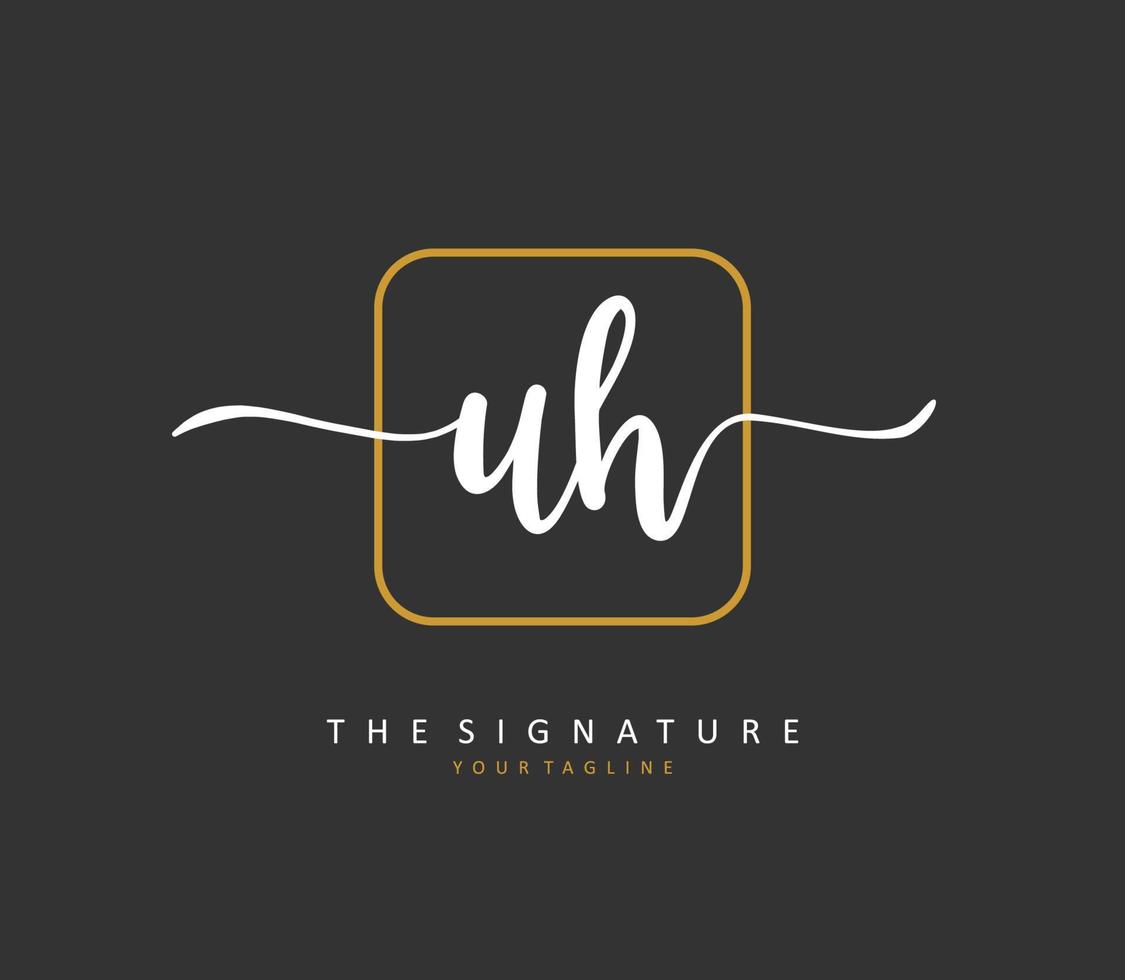 U H UH Initial letter handwriting and  signature logo. A concept handwriting initial logo with template element. vector