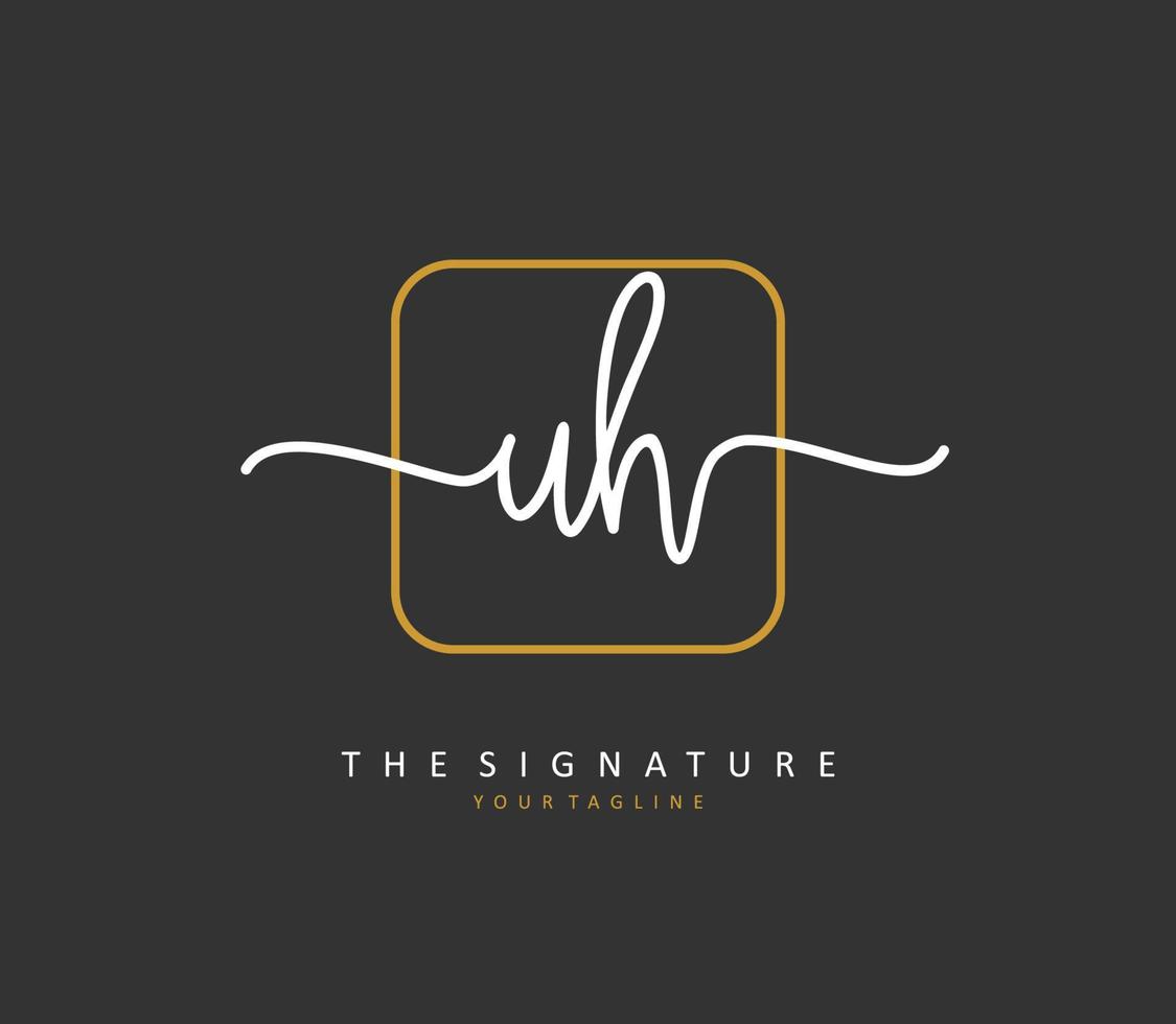 U H UH Initial letter handwriting and  signature logo. A concept handwriting initial logo with template element. vector