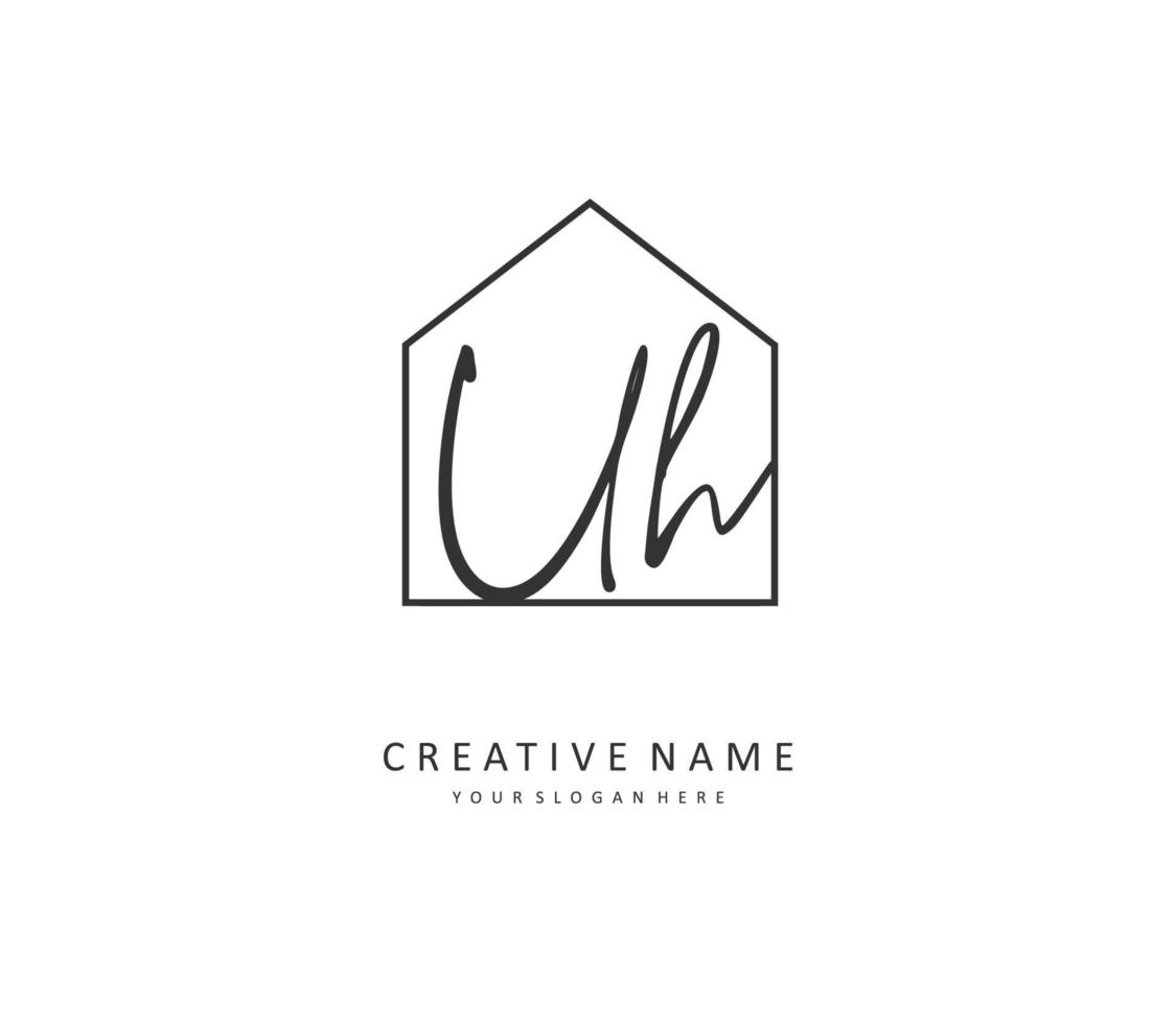U H UH Initial letter handwriting and  signature logo. A concept handwriting initial logo with template element. vector