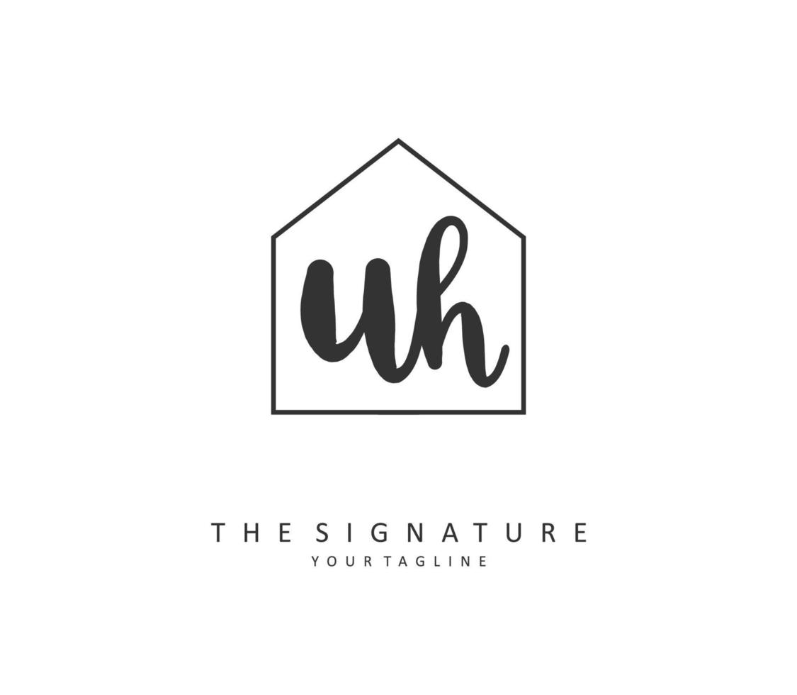 U H UH Initial letter handwriting and  signature logo. A concept handwriting initial logo with template element. vector