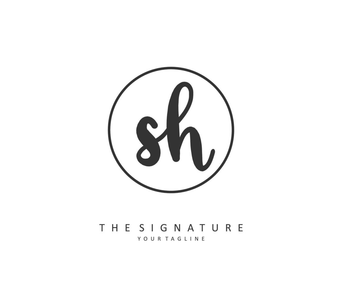 S H SH Initial letter handwriting and  signature logo. A concept handwriting initial logo with template element. vector