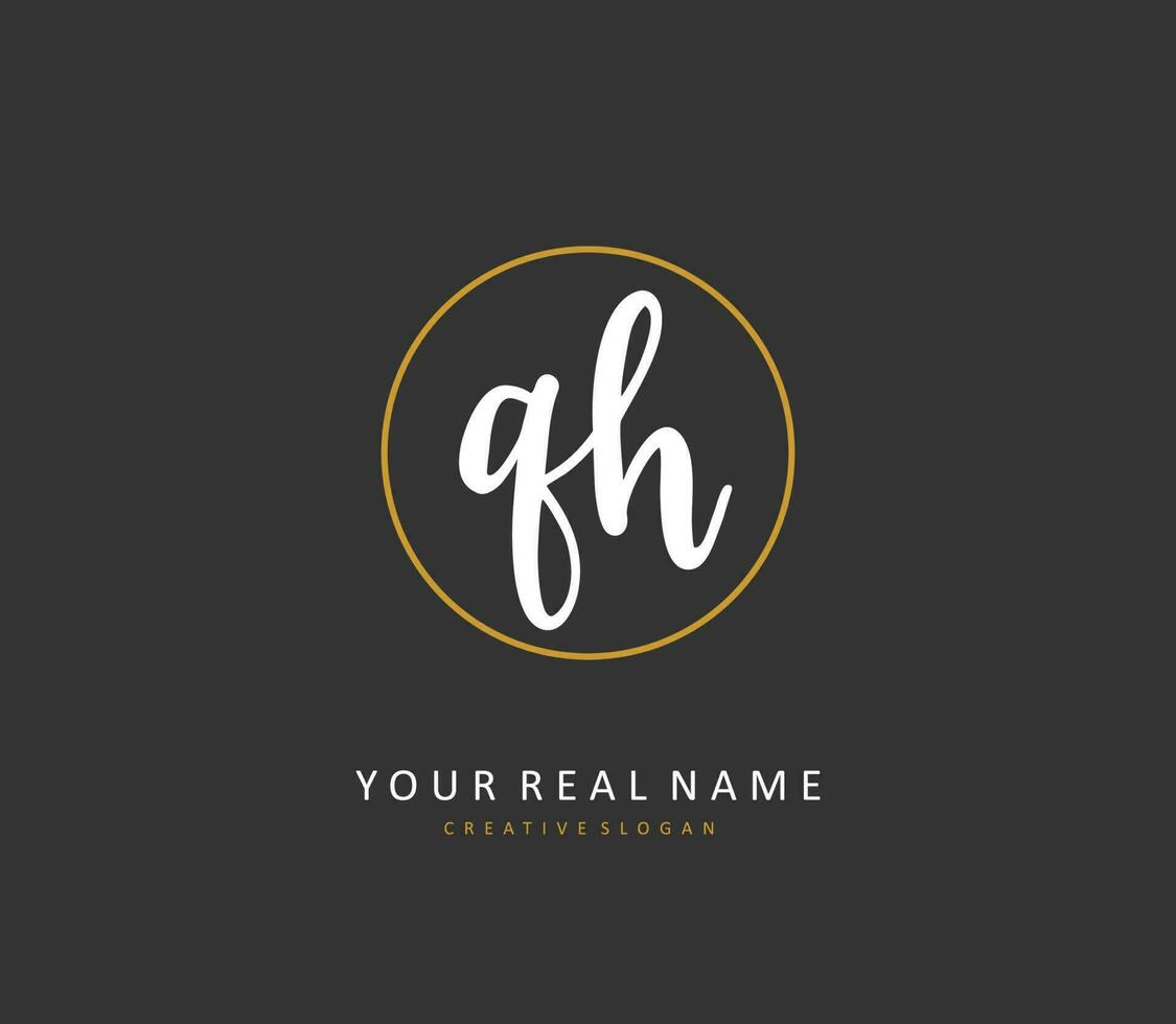 Q H QH Initial letter handwriting and  signature logo. A concept handwriting initial logo with template element. vector