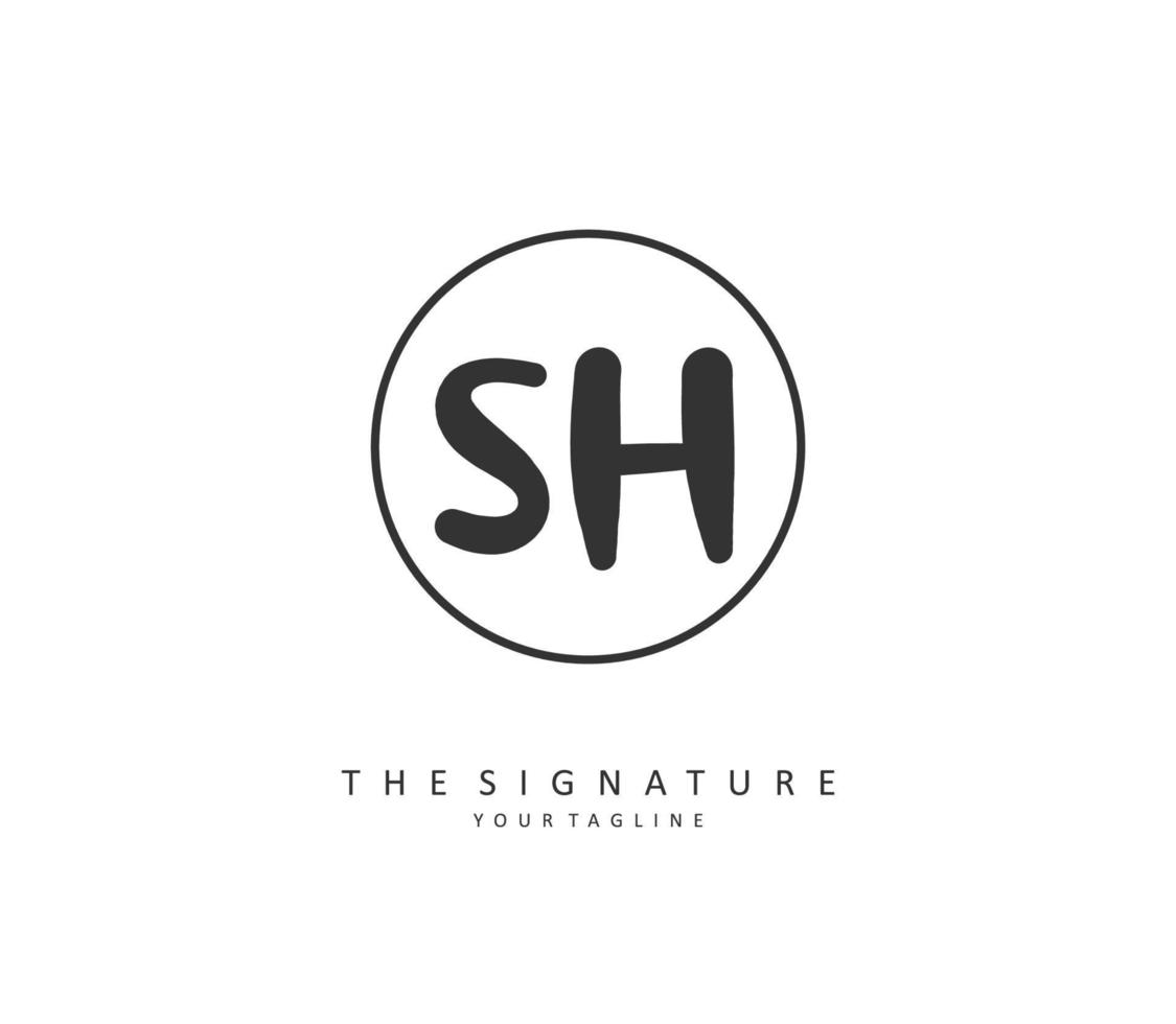 S H SH Initial letter handwriting and  signature logo. A concept handwriting initial logo with template element. vector