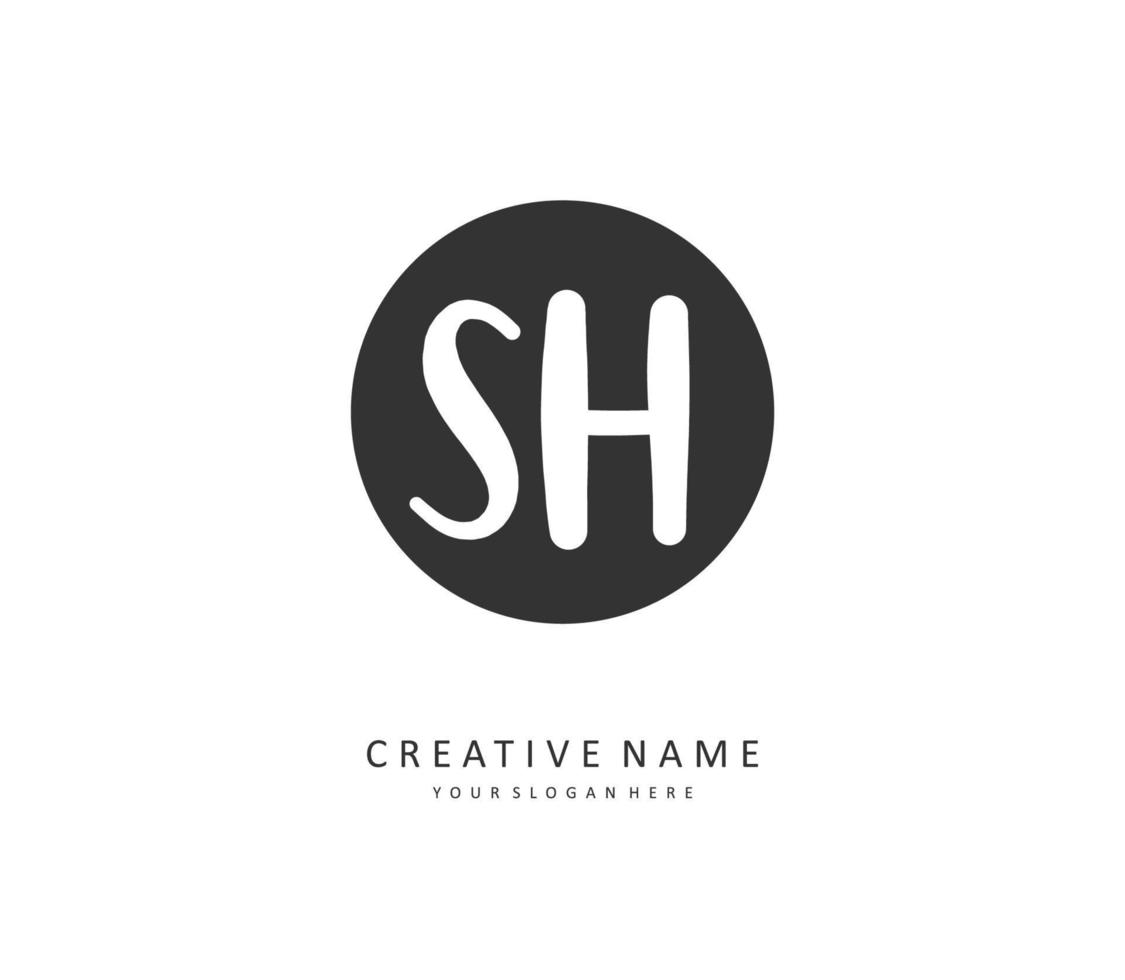 S H SH Initial letter handwriting and  signature logo. A concept handwriting initial logo with template element. vector