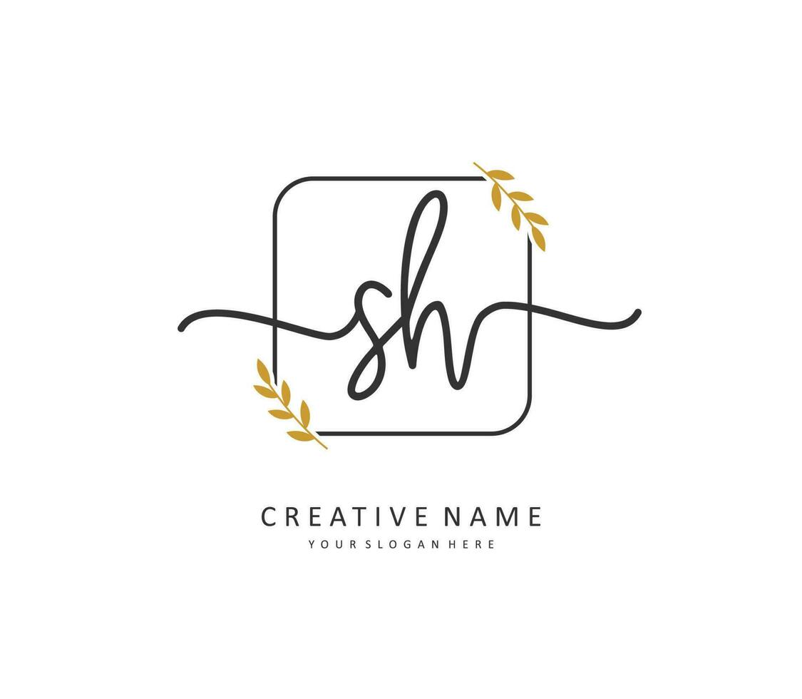 S H SH Initial letter handwriting and  signature logo. A concept handwriting initial logo with template element. vector