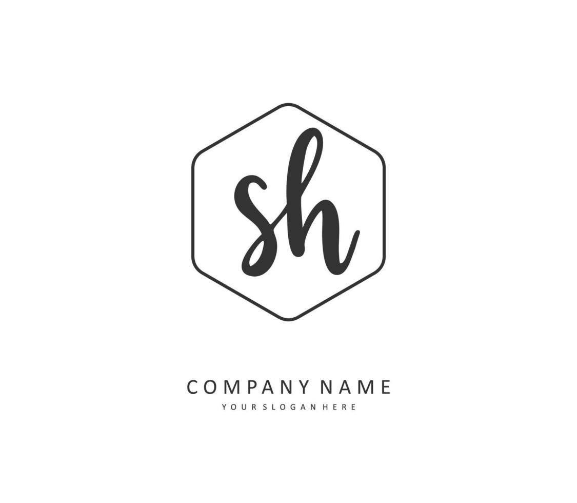 S H SH Initial letter handwriting and  signature logo. A concept handwriting initial logo with template element. vector