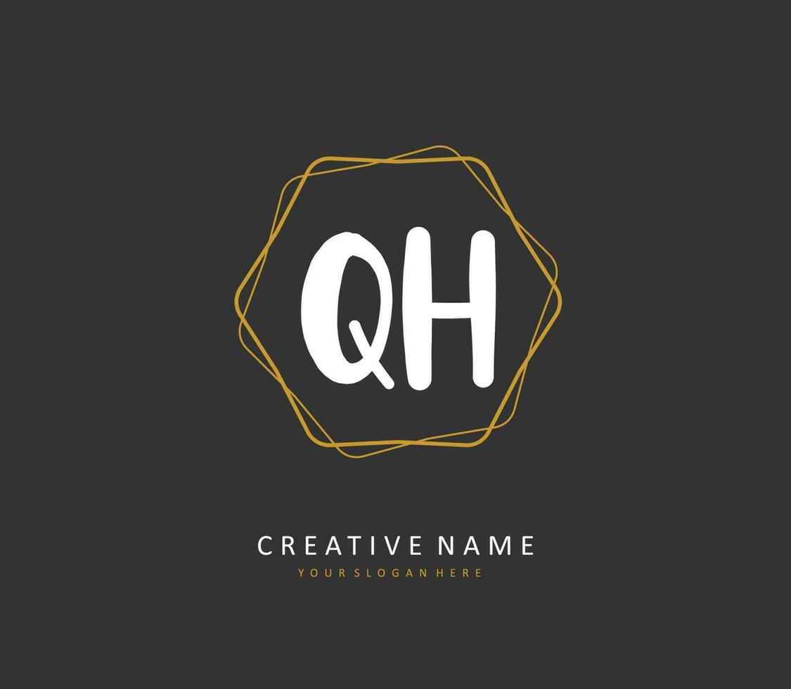 q h qh inicial letra escritura y firma logo. un concepto escritura inicial logo con modelo elemento. vector