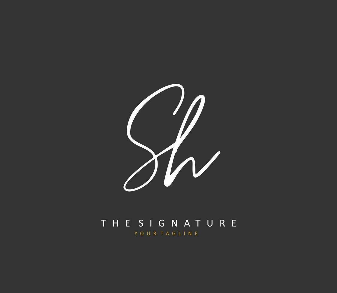 S H SH Initial letter handwriting and  signature logo. A concept handwriting initial logo with template element. vector