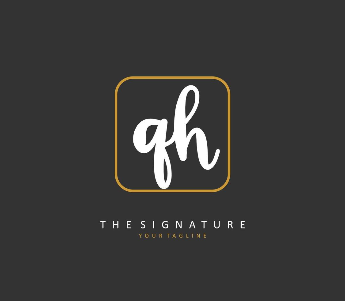 Q H QH Initial letter handwriting and  signature logo. A concept handwriting initial logo with template element. vector