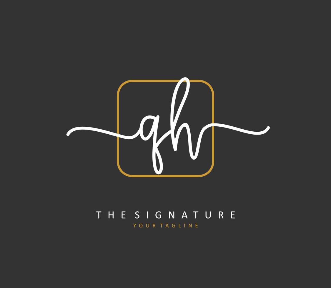 Q H QH Initial letter handwriting and  signature logo. A concept handwriting initial logo with template element. vector