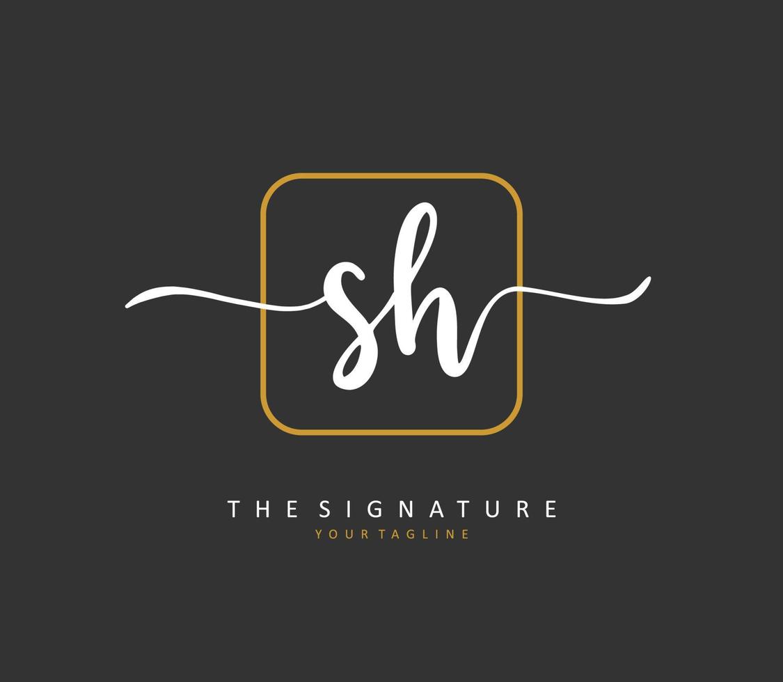 S H SH Initial letter handwriting and  signature logo. A concept handwriting initial logo with template element. vector