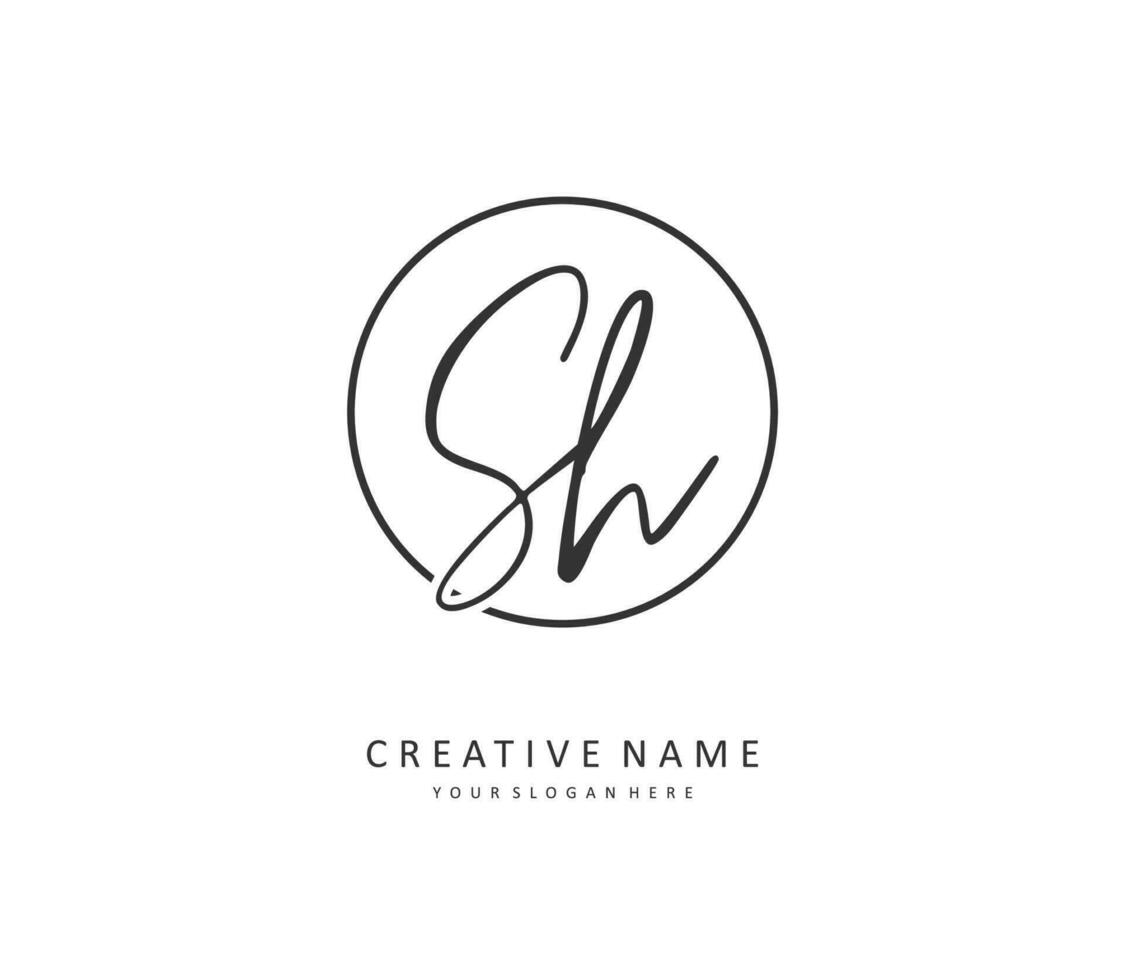 S H SH Initial letter handwriting and  signature logo. A concept handwriting initial logo with template element. vector