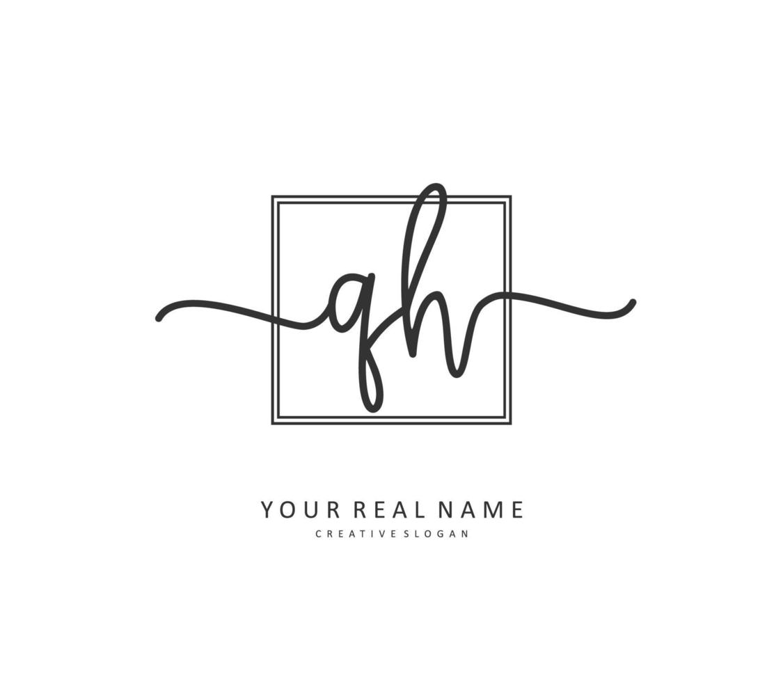 Q H QH Initial letter handwriting and  signature logo. A concept handwriting initial logo with template element. vector