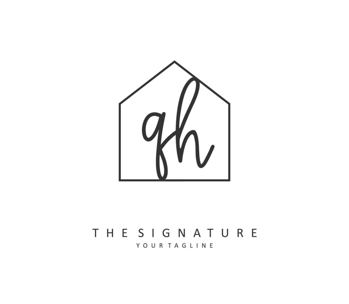 Q H QH Initial letter handwriting and  signature logo. A concept handwriting initial logo with template element. vector