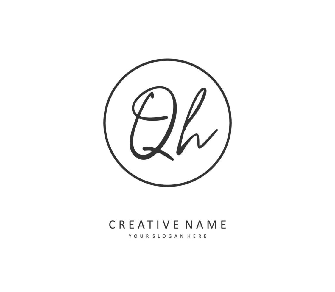 Q H QH Initial letter handwriting and  signature logo. A concept handwriting initial logo with template element. vector