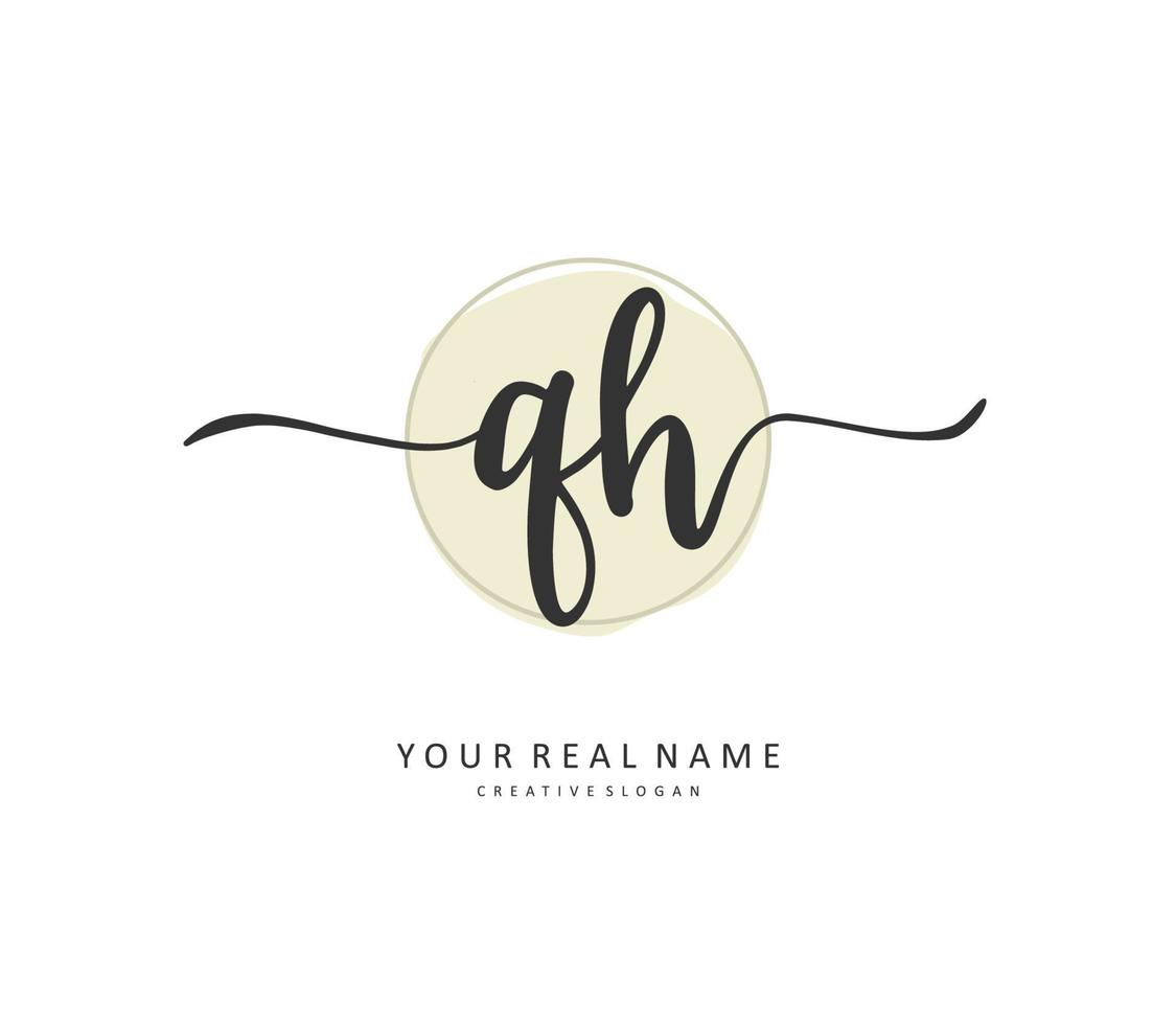 Q H QH Initial letter handwriting and  signature logo. A concept handwriting initial logo with template element. vector