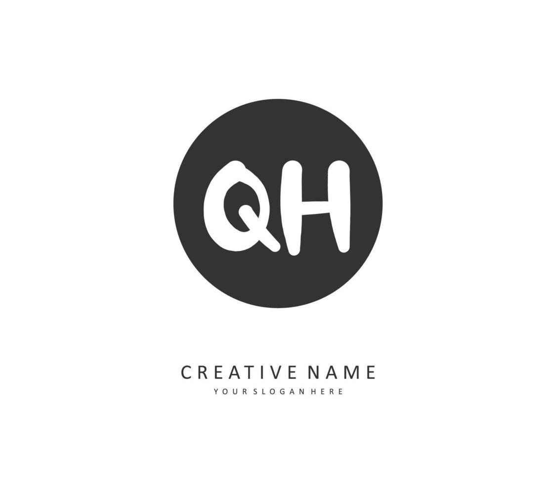 Q H QH Initial letter handwriting and  signature logo. A concept handwriting initial logo with template element. vector