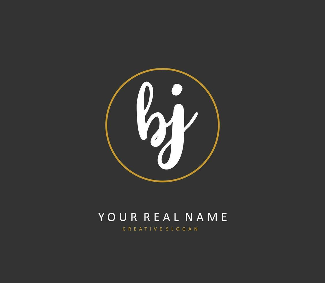 BJ Initial letter handwriting and  signature logo. A concept handwriting initial logo with template element. vector