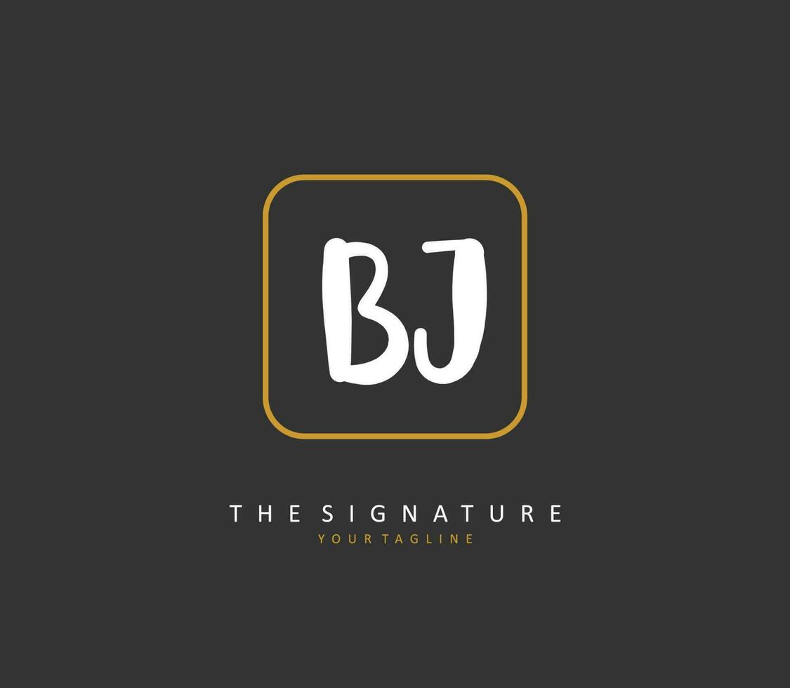 BJ Initial letter handwriting and  signature logo. A concept handwriting initial logo with template element. vector