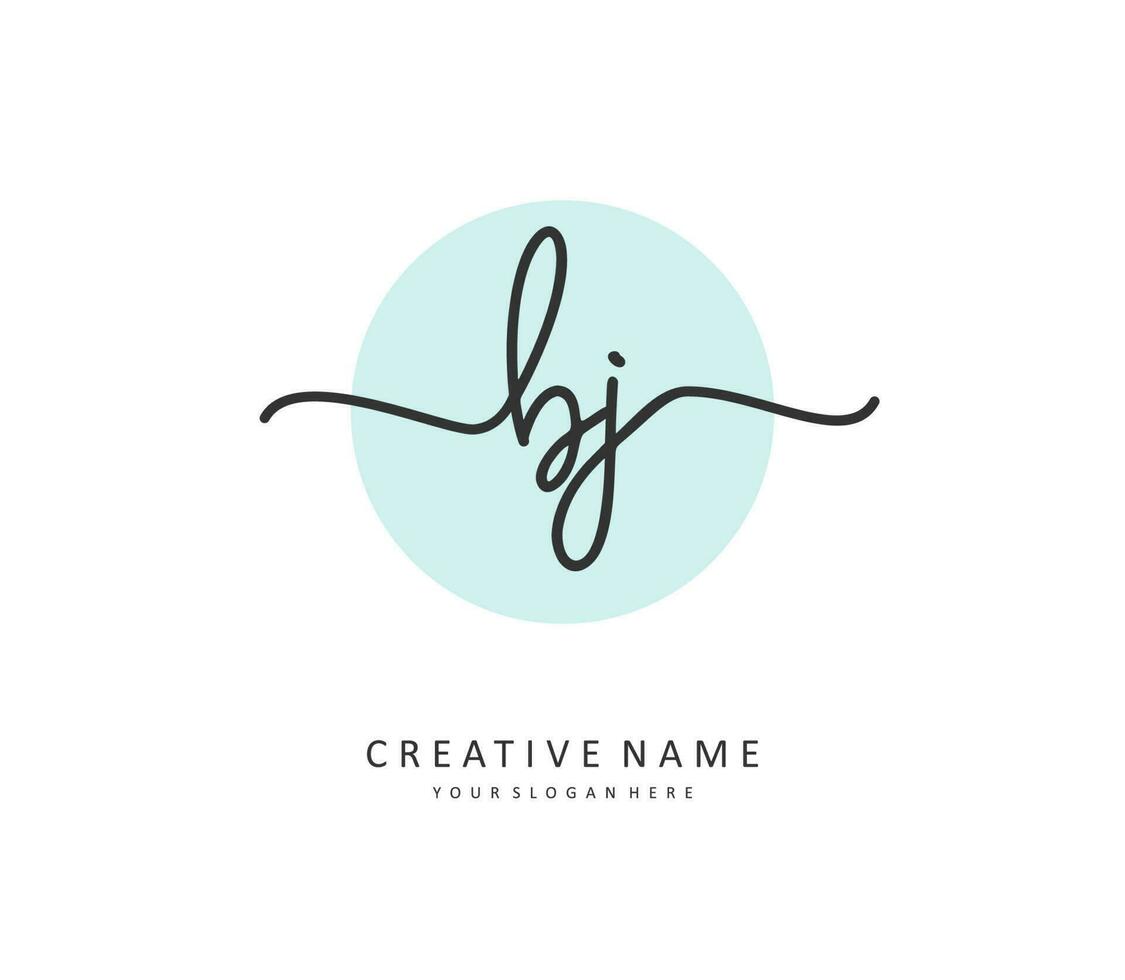 BJ Initial letter handwriting and  signature logo. A concept handwriting initial logo with template element. vector