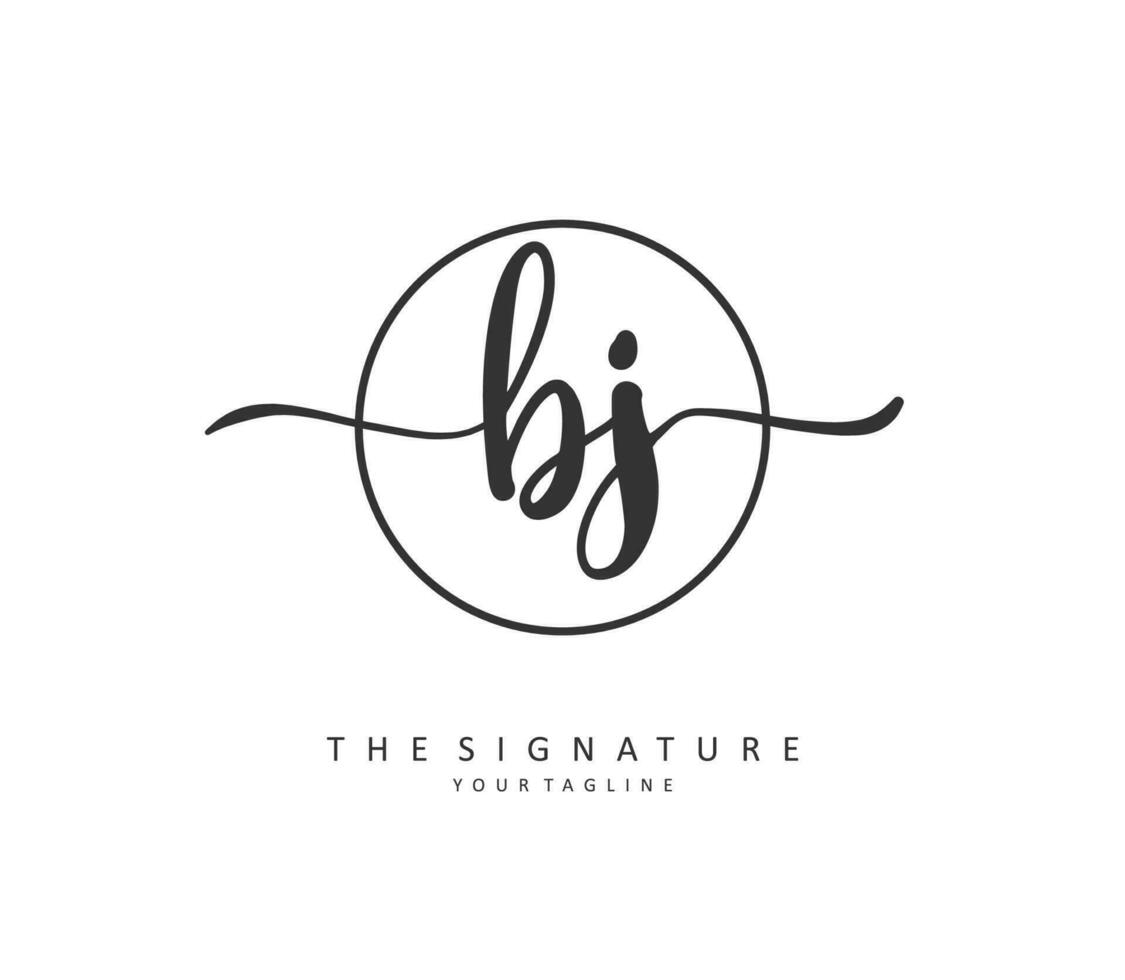 BJ Initial letter handwriting and  signature logo. A concept handwriting initial logo with template element. vector