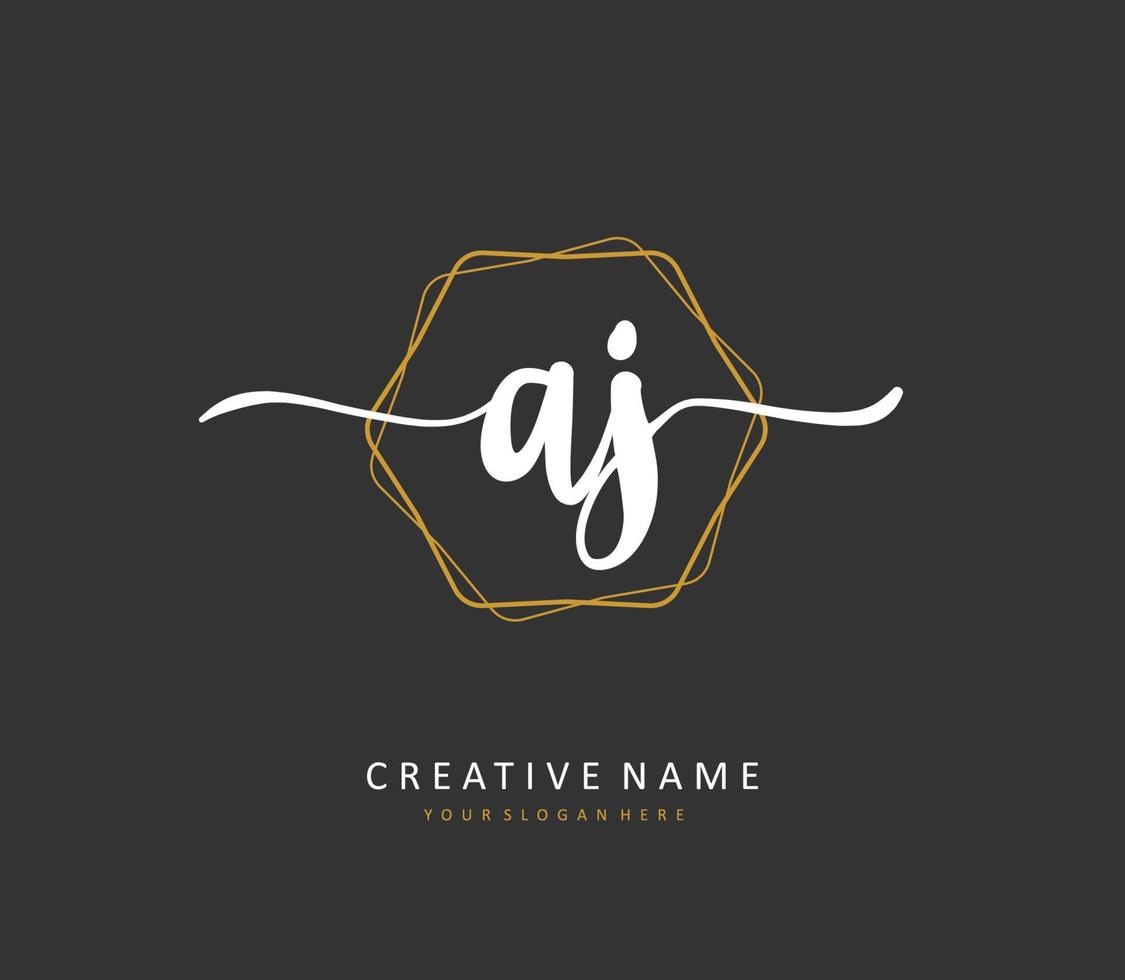 AJ Initial letter handwriting and  signature logo. A concept handwriting initial logo with template element. vector