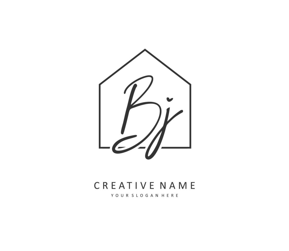 BJ Initial letter handwriting and  signature logo. A concept handwriting initial logo with template element. vector