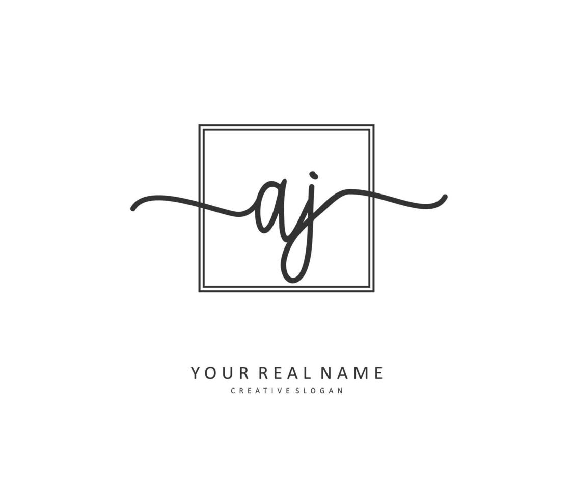 AJ Initial letter handwriting and  signature logo. A concept handwriting initial logo with template element. vector