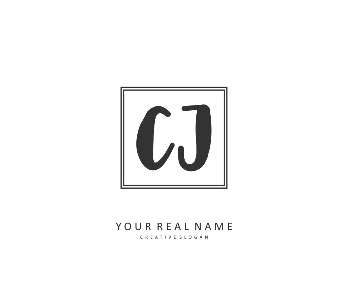 CJ Initial letter handwriting and  signature logo. A concept handwriting initial logo with template element. vector