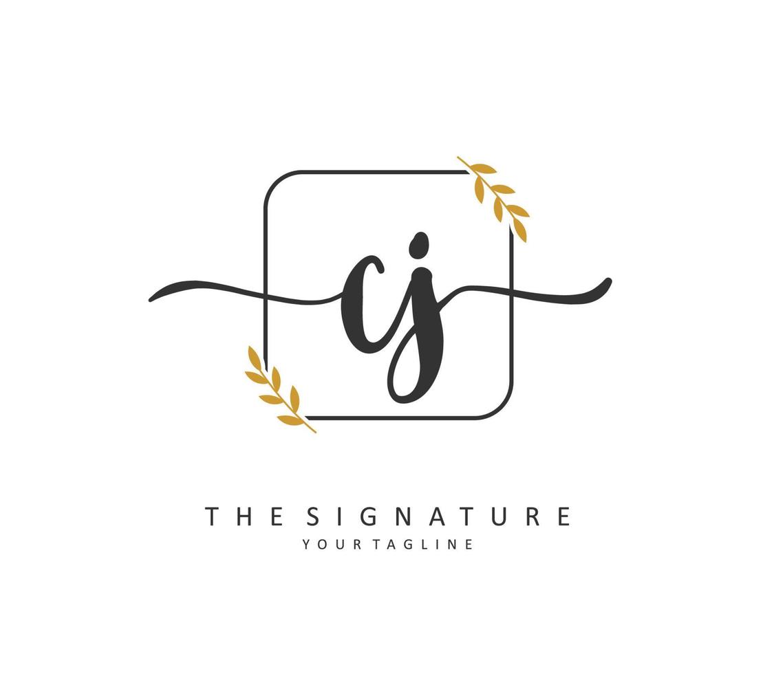 CJ Initial letter handwriting and  signature logo. A concept handwriting initial logo with template element. vector