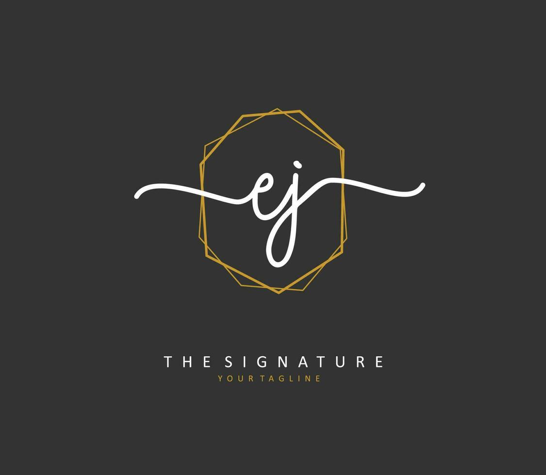 EJ Initial letter handwriting and  signature logo. A concept handwriting initial logo with template element. vector