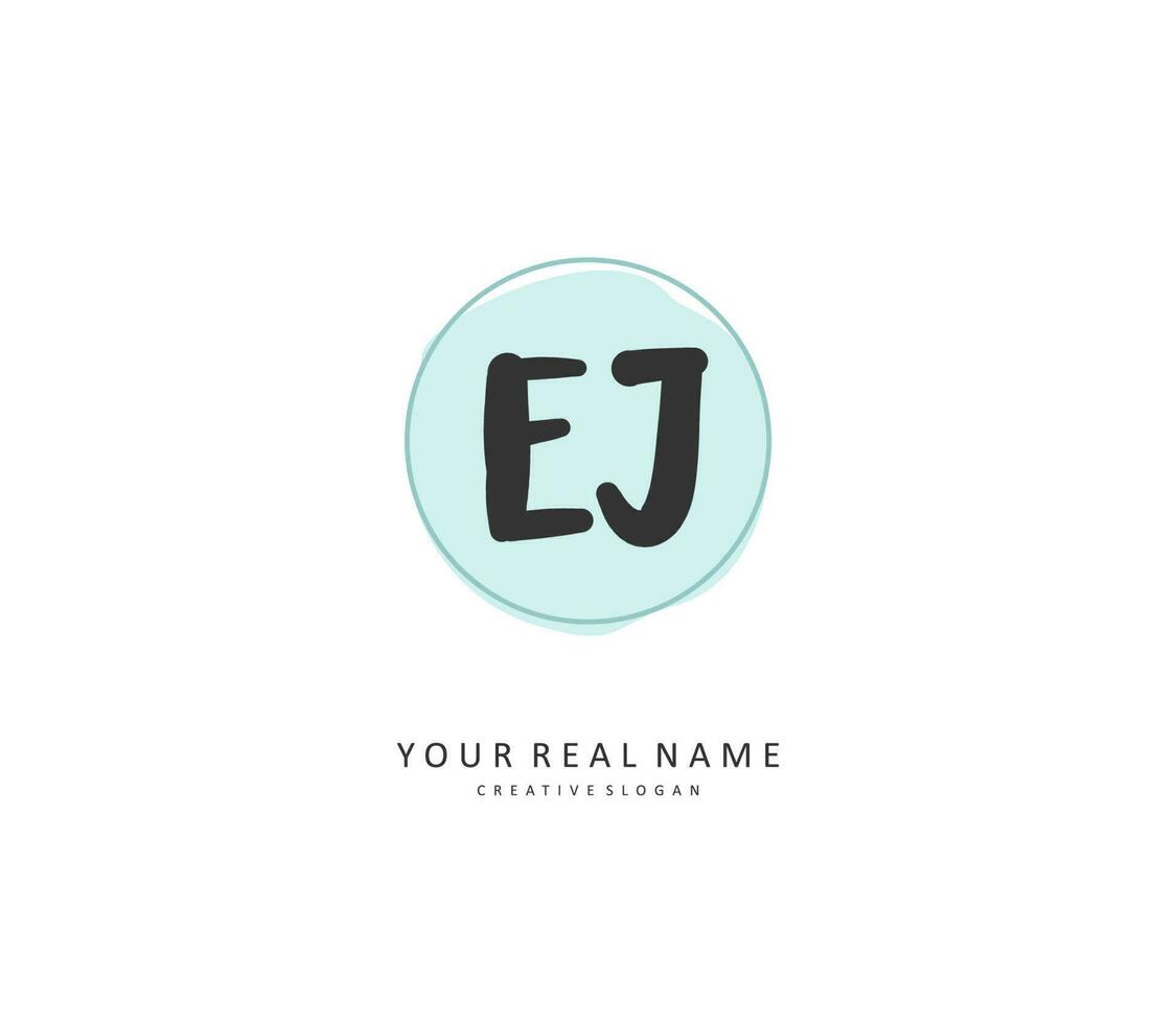 EJ Initial letter handwriting and  signature logo. A concept handwriting initial logo with template element. vector