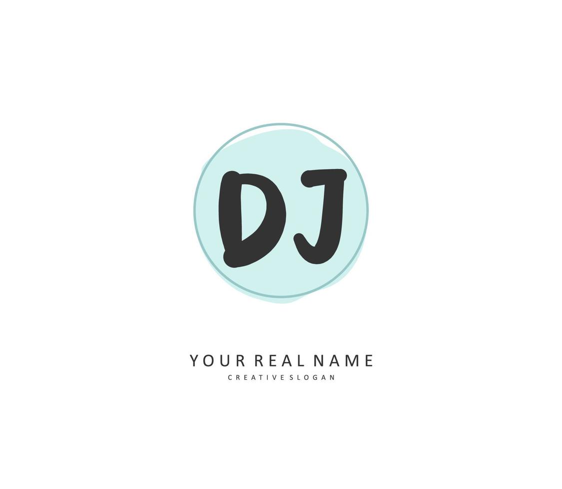 DJ Initial letter handwriting and  signature logo. A concept handwriting initial logo with template element. vector