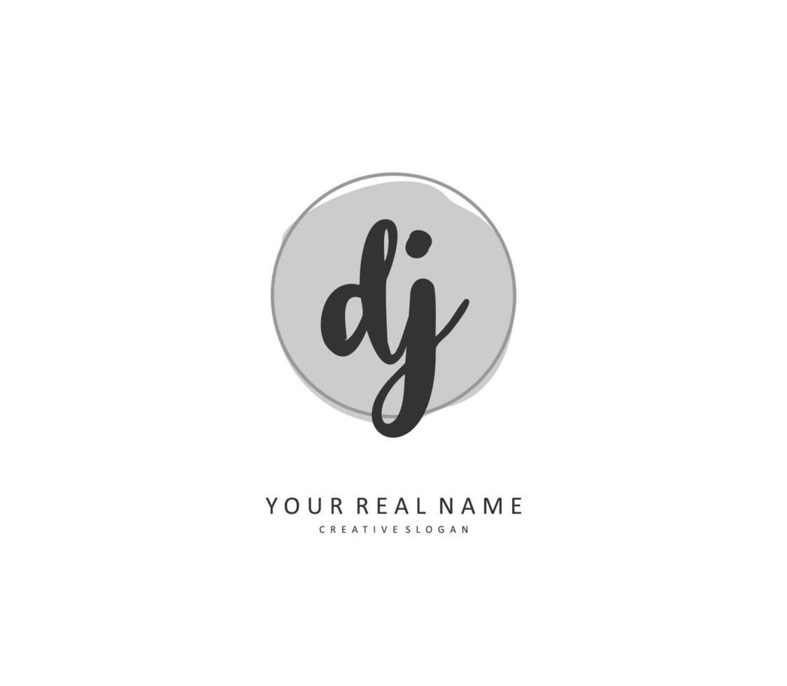 DJ Initial letter handwriting and  signature logo. A concept handwriting initial logo with template element. vector