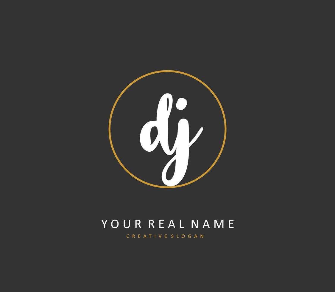 DJ inicial letra escritura y firma logo. un concepto escritura inicial logo con modelo elemento. vector