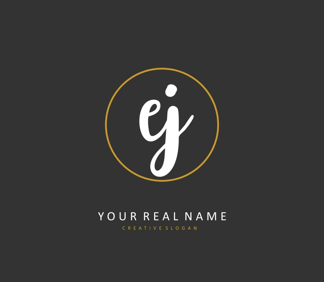 EJ Initial letter handwriting and  signature logo. A concept handwriting initial logo with template element. vector
