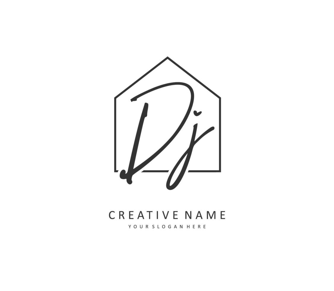 DJ Initial letter handwriting and  signature logo. A concept handwriting initial logo with template element. vector