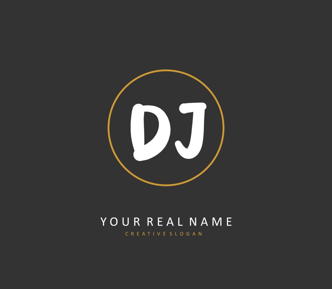 DJ Initial letter handwriting and  signature logo. A concept handwriting initial logo with template element. vector