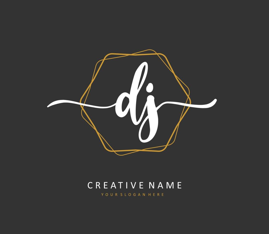 DJ Initial letter handwriting and  signature logo. A concept handwriting initial logo with template element. vector