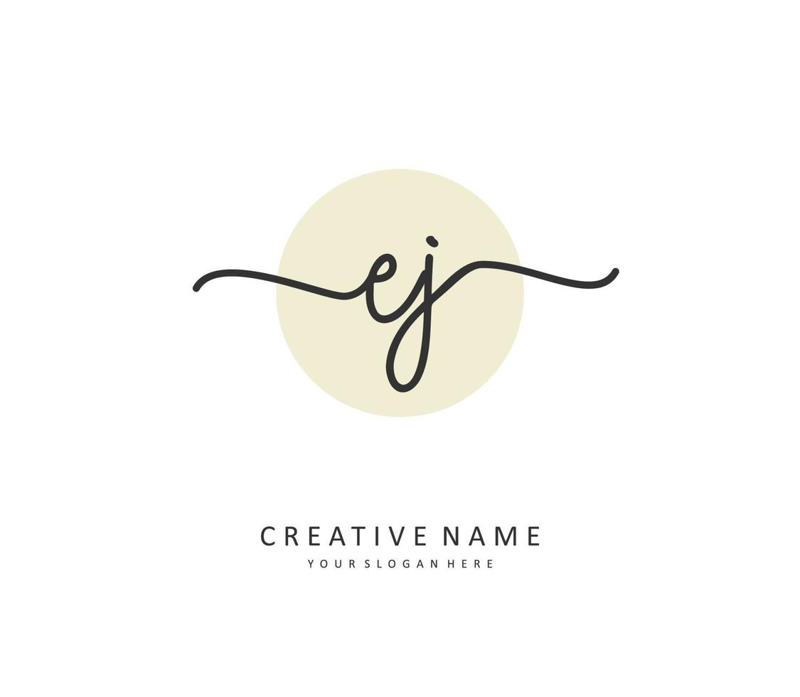EJ Initial letter handwriting and  signature logo. A concept handwriting initial logo with template element. vector