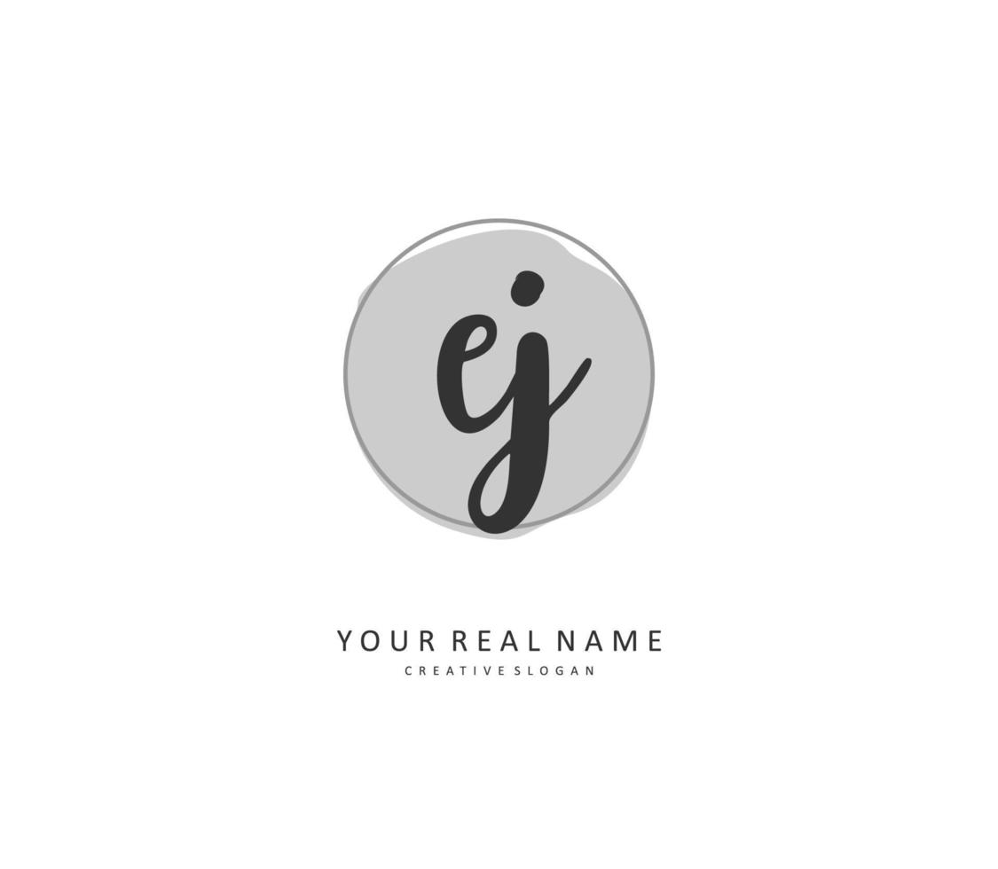 EJ Initial letter handwriting and  signature logo. A concept handwriting initial logo with template element. vector