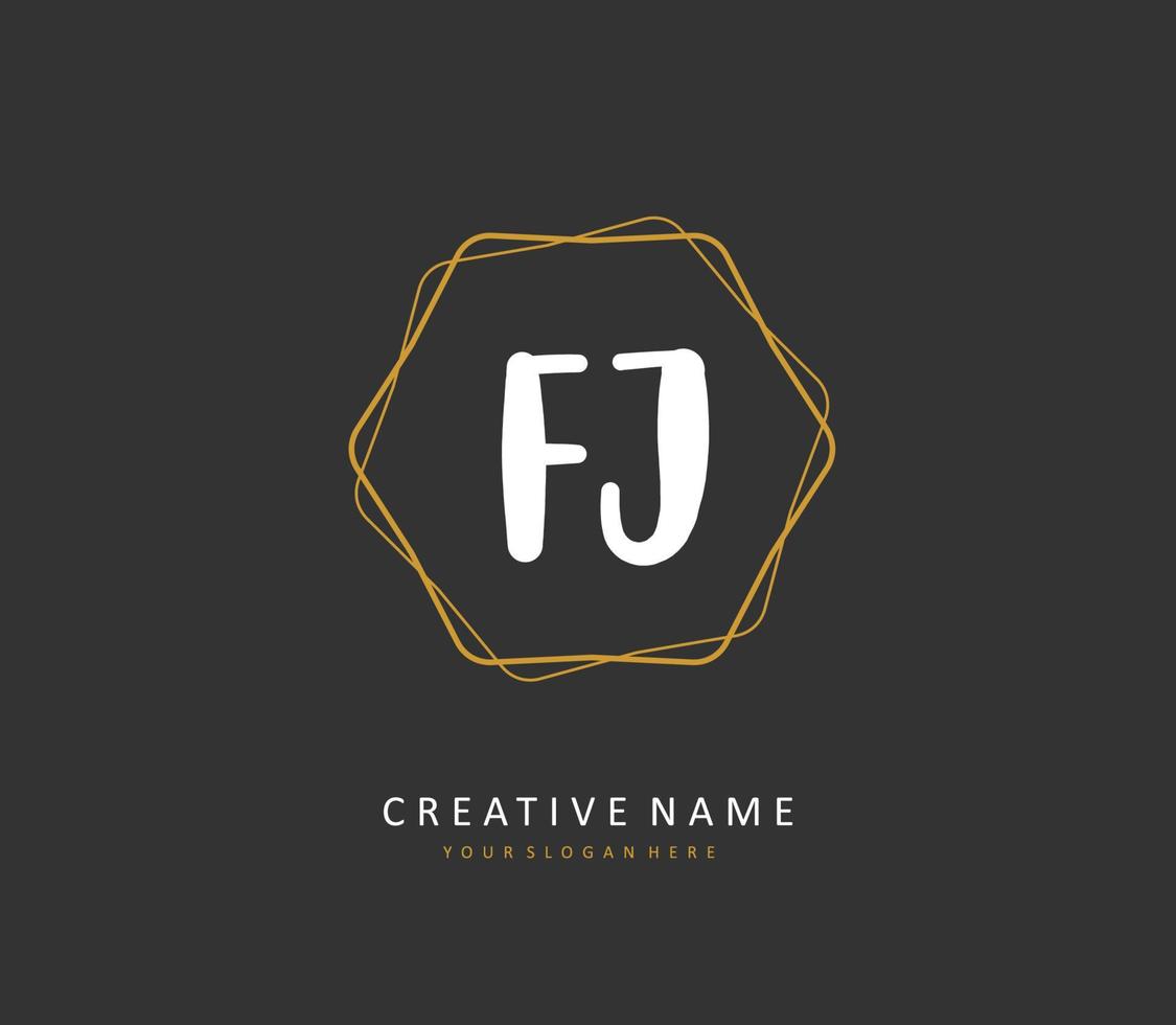 FJ Initial letter handwriting and  signature logo. A concept handwriting initial logo with template element. vector
