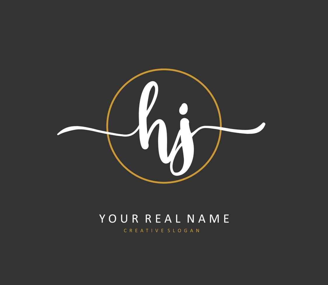 HJ Initial letter handwriting and  signature logo. A concept handwriting initial logo with template element. vector