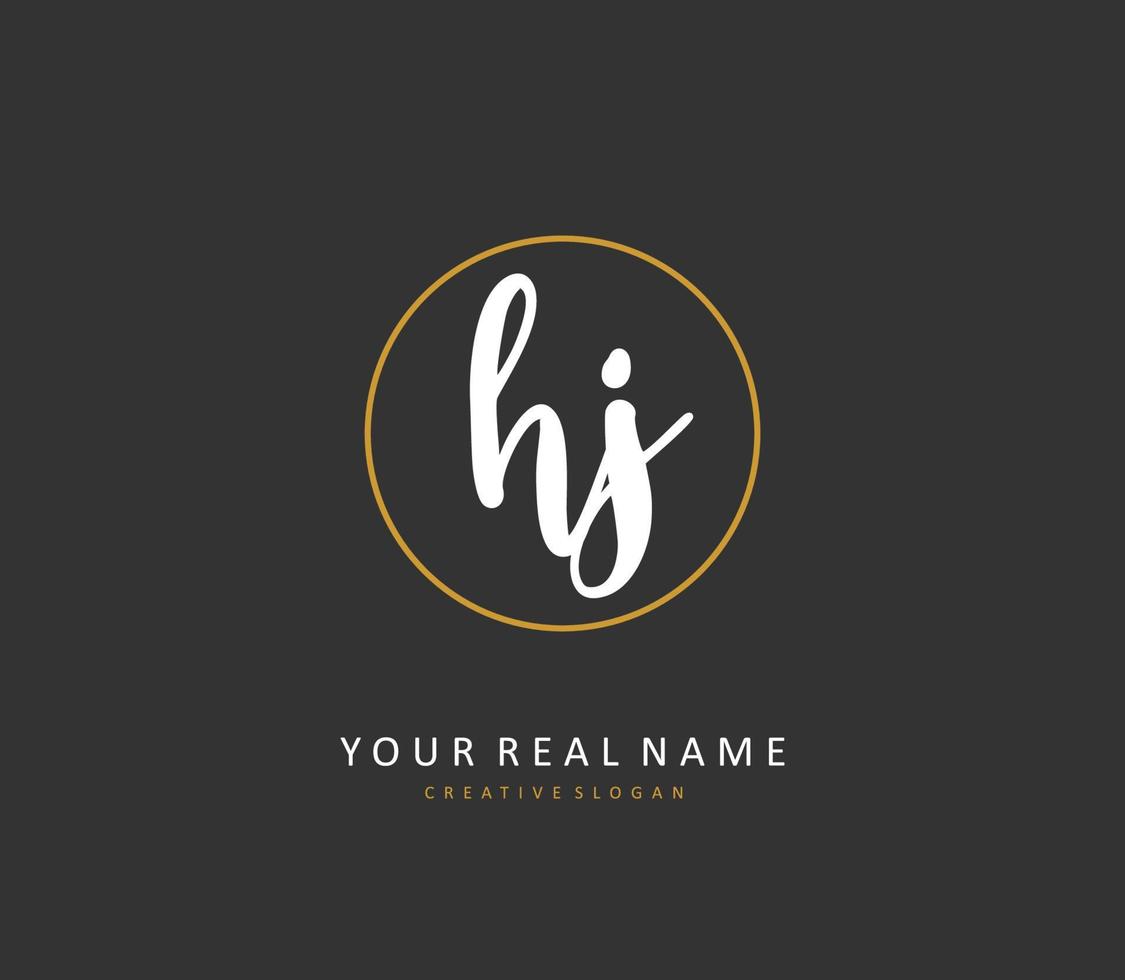 HJ Initial letter handwriting and  signature logo. A concept handwriting initial logo with template element. vector