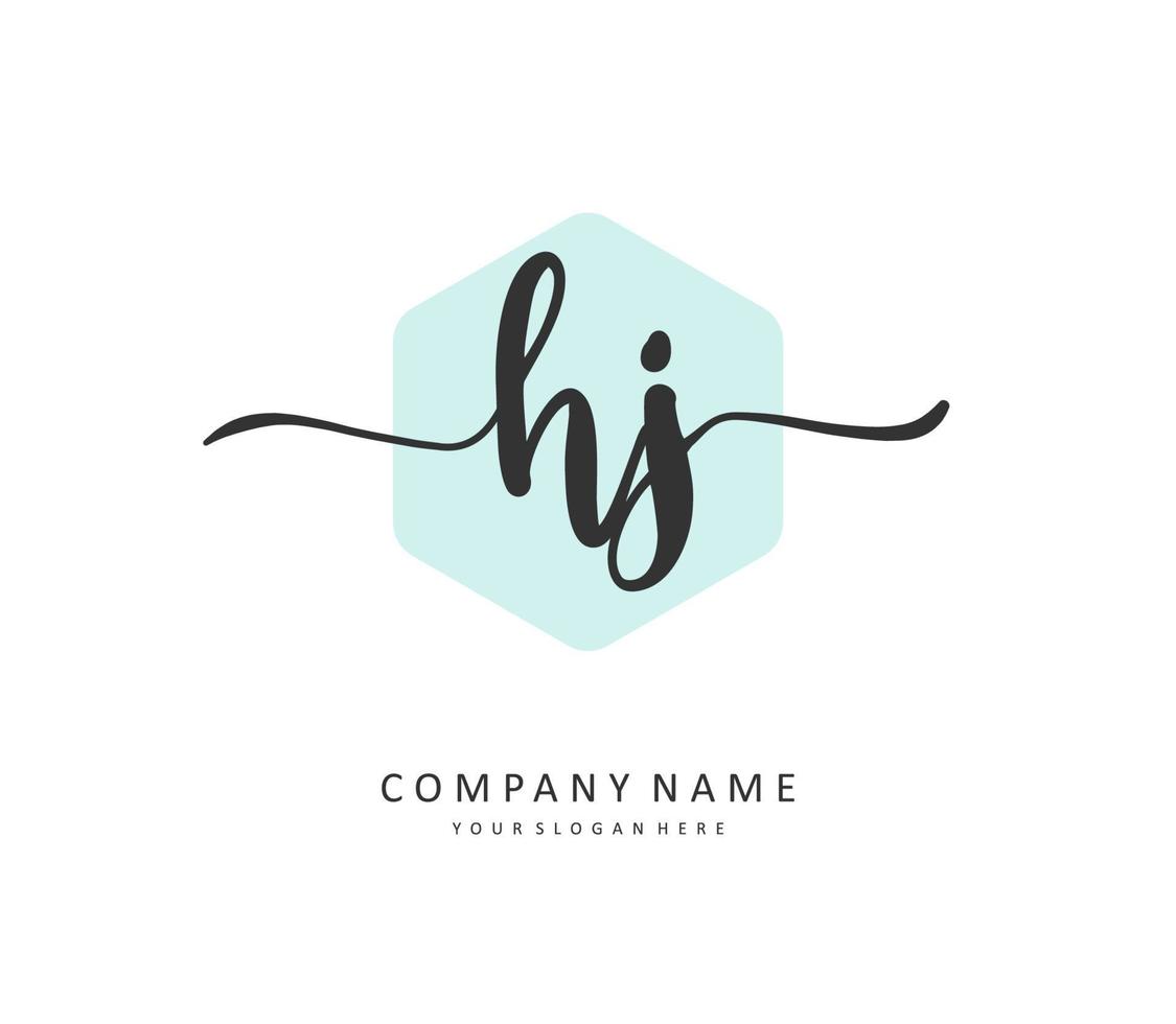 HJ Initial letter handwriting and  signature logo. A concept handwriting initial logo with template element. vector