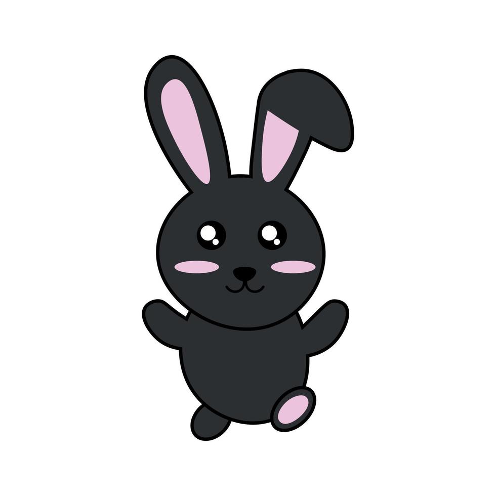 negro alegre Conejo vector